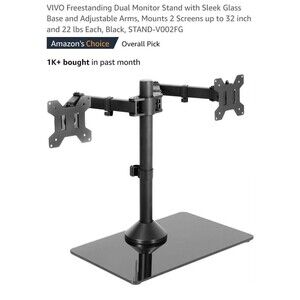 VIVO Dual Monitor Adjustable Mount w/ Glass Base Stand for 2 Screens up to 32"